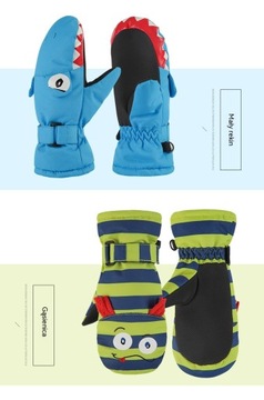 Wodoodporne, syndaktylowe rękawiczki narciarskie dla dzieci z kreskówek