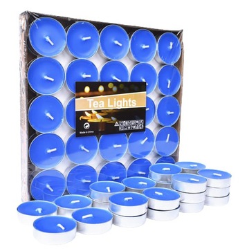 PODGRZEWACZE TEALIGHTY BEZZAPACHOWE ŚWIECZKI TEALIGHT ZESTAW 50szt BLUE