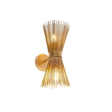 Kinkiet Art Deco złoty 2-punktowy - Miotła