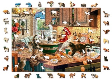 Puzzle Drewniane 1000 +10 el Kitten Kitchen Capers