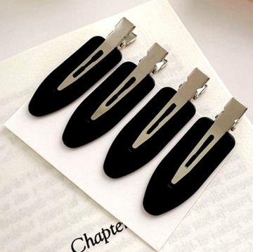 Набор из 4 заколок для макияжа для волос, черные зажимы без давления.