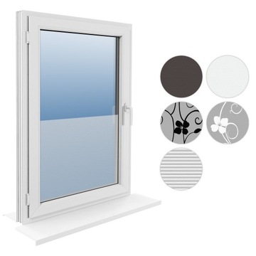 FOLIA OKIENNA STATYCZNA 90x150 MATOWA MLECZNA KWIATY PASY WZORY OKLEINA