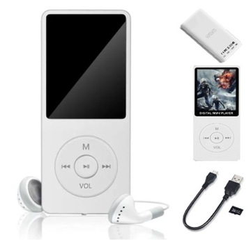 ODTWARZACZ MP3 dyktafon 16 GB ODTWARZACZ MP3 + SŁUCHAWKI PRZENOŚNY BIAŁY