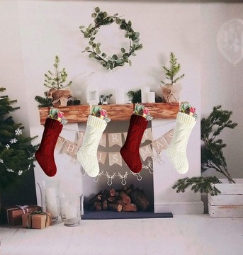 4шт Рождественские длинные вязаные носки
