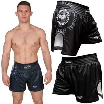 BELTOR BW SPODENKI KRÓTKIE K-1 KICKBOXING TRENINGOWE CZARNE ROZMIAR S