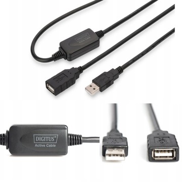 DIGITUS Kabel przedłużacz USB A 2.0 aktywny 10m