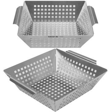 KOSZYK DO GRILLOWANIA, STAL NIERDZEWNA 26x22x7cm