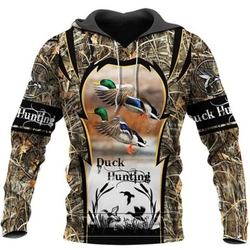 BLUZA NA POLOWANIE MYŚLIWSKA 3D DZIKIE KACZKI 4XL