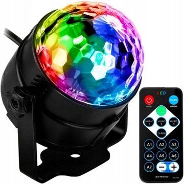 Диско-шар RGB LED проектор + пульт дистанционного управления ЦВЕТНЫЙ СВЕТ