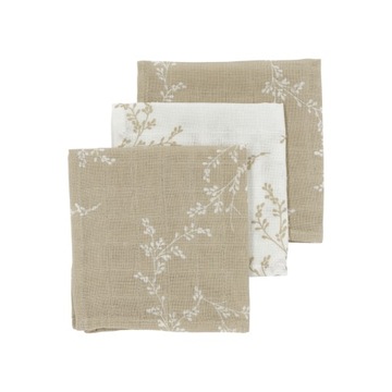 Meyco Baby Branches pieluszki - 3-pak - muslinowy - sand - 30x30cm