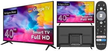 TELEWIZOR LED 40'' KRUGER&MATZ FHD SMART TV WI-FI HDR DVB-T2 PROSTY PILOT