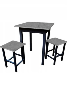 Komplet Stół 60x60 + 2x Taboret Loft BETON /Czarny