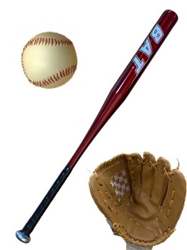 ZESTAW do gry w BASEBALLA kij RED 34 cali + rękawica + piłka