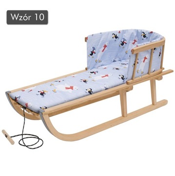 Drewniane sanki z oparciem + siedzisko materac oparcie