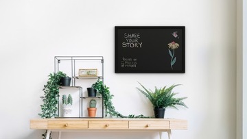 Доска для мела черная 70х50 см, деревянная рама, ЧЕРНЫЙ ЭКО