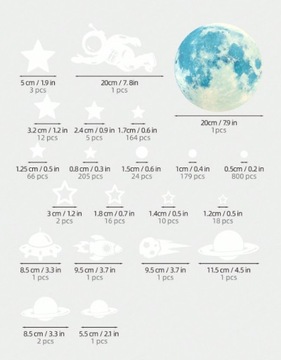 ФЛУОРЕСЦЕНТНЫЕ ЗВЕЗДЫ КОСМОС НАКЛЕЙКИ Светящиеся наклейки для детей 1513x