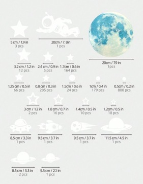 ФЛУОРЕСЦЕНТНЫЕ ЗВЕЗДЫ КОСМОС НАКЛЕЙКИ Светящиеся наклейки для детей 1513x