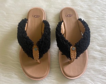 UGG japonki skóra futro czarne r. 36