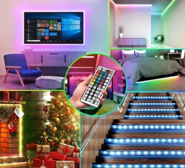 ВОДОНЕПРОНИЦАЕМАЯ СВЕТОДИОДНАЯ ЛЕНТА RGB SMD 5050 ЦВЕТНАЯ ДИСТАНЦИОННАЯ 5м