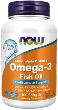 NOW FOODS OMEGA 3 100 KAPS ZDROWE KWASY TŁUSZCZOWE NA SERCE ODPORNOŚĆ