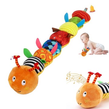 Pluszowa zabawka muzyczna Caterpillar z grzechotką linijką