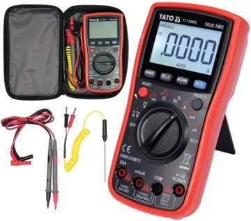 YATO MIERNIK CYFROWY WYŚWIETACZ LCD TRUE RMS NCV 750V AUTOMATYCZNY ZAKRES