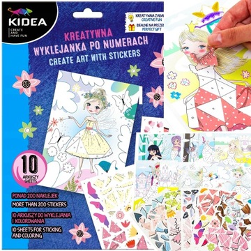 KREATYWNA WYKLEJANKA PO NUMERACH MAGICZNY ŚWIAT 10 ARKUSZY KIDEA