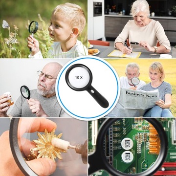 LUPA PODŚWIETLANA DO CZYTANIA SZKŁO POWIĘKSZAJĄCE 10x Z LAMPKAMI 12LED PRO