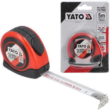 YATO MIARA ZWIJANA TAŚMA MAGNETYCZNY HAK 5m x 19mm