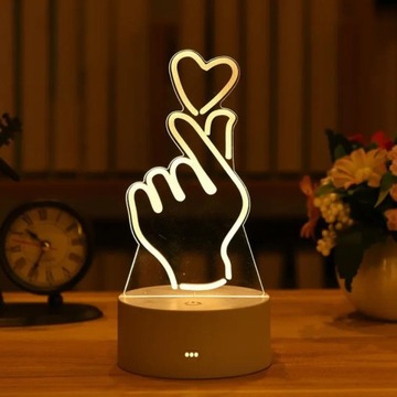Romantyczna miłość 3D lampy akryl Led lampki nocne