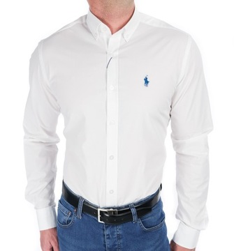 KOSZULA POLO RALPH LAUREN KLASYCZNA DOPASOWANA CASUAL SLIM FIT BIAŁA L