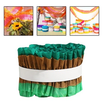 2 шт. Мятая бумага в рулоне. Ленты из креповой бумаги. Коричневый и зеленый фон.