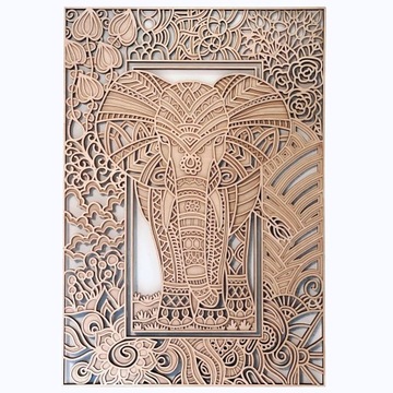 Украшение стены со слоном, 3D-слойное изображение дерева