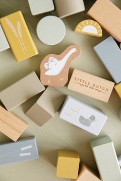 LITTLE DUTCH ZESTAW KLOCKÓW drewnianych Błękit 2+