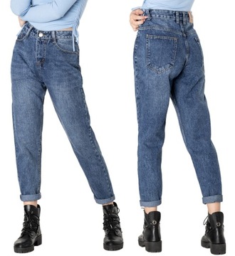 Zwężane Jeansy Damskie Spodnie Texasy Dżinsy Mom Jeans Wysoki Stan 318 W34