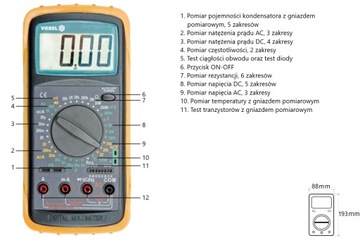 Miernik cyfrowy uniwersalny z pomiarem temperatury