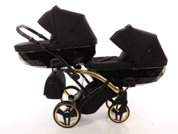 Чорний Візок для двійні для дітей 3 в 1 Junama Diamond S Line Duo Slim 02
