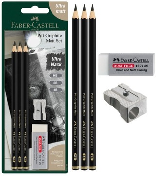 FABER-CASTELL Zestaw ołówków Pitt Matt 3 szt gumka