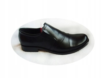 Skorzane BUTY MESKIE szerokie TĘGOSĆ H XX CZERŃ 43