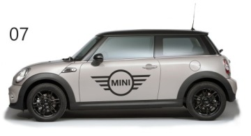 Samolepky Mini Cooper R50 R53 R56 s bočními pruhy 07