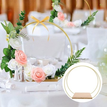 Metalowa kwiatowa obręcz dekoracja stołu deserowa złota do domu wakacyjnego