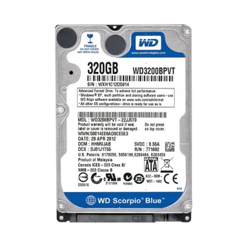 WD BLUE 320GB SATA II 5.4k 8MB 2.5'' WD3200BPVT