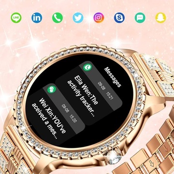 ZEGAREK DAMSKI DLA KOBIETY ELEGANCKI SMARTWATCH Z BRANSOLETKĄ ROZMOWY PULS