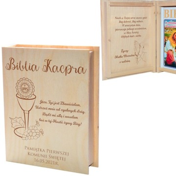 Biblia Pismo Święte Komunia Chrzest Pudełko Grawer