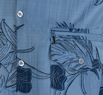 МУЖСКАЯ ГАВАЙСКАЯ РУБАШКА С ПАЛЬМОВЫМИ ЦВЕТАМИ A2 СИНЯЯ СВОБОДНАЯ XXL