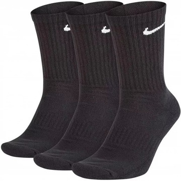 Nike ponožky ponožky čierne vysoké bavlna 3 pár Dri-Fit SX7664-010 M