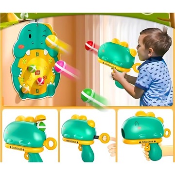 ИГРА НАВЫКИ СТРЕЛЬБА ПО МИШЕНИЮ СТРЕЛЬБА С ШАРИКОВЫМ ПИСТОЛЕТОМ ДАРТС ДИНОЗАВРА