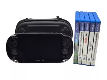 KONSOLA SONY PS VITA + 5 GIER + ZASILACZ + ETUI