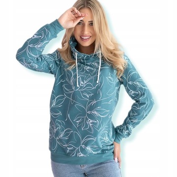 BLUZA DRESOWA DAMSKA BAWEŁNIANA W KWIATY KOMIN 3XL