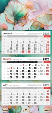 Kalendarz ścienny TRÓJDZIELNY 2025 witraż
